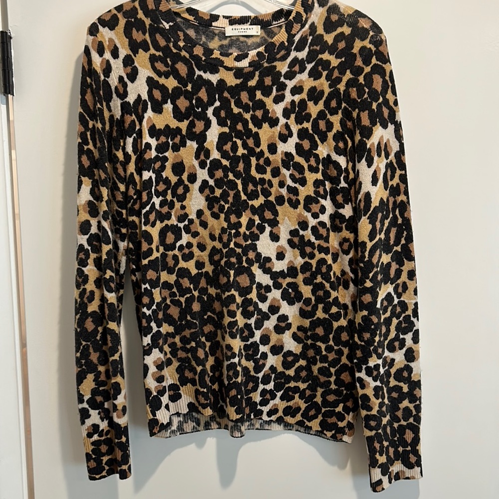 Equipment Leopard Cashmere Sweater Size Small